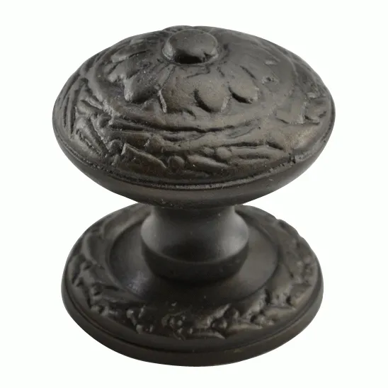 1 1/4 Inch Ornate Round Solid Brass Knob (Oil Rubbed Bronze Finish)
