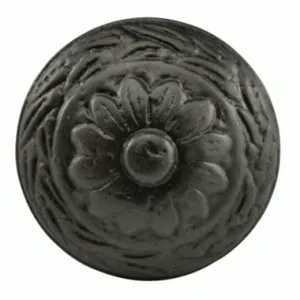 1 1/4 Inch Ornate Round Solid Brass Knob (Oil Rubbed Bronze Finish)