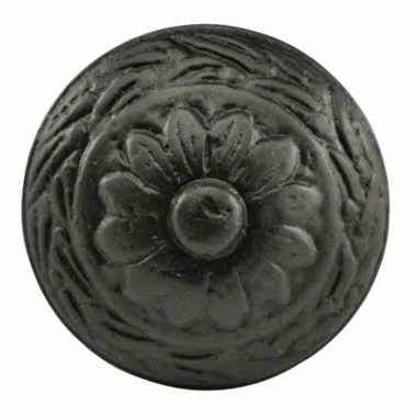 1 1/4 Inch Ornate Round Solid Brass Knob (Oil Rubbed Bronze Finish)