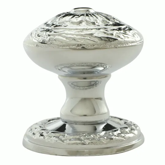 1 1/4 Inch Ornate Round Solid Brass Knob (Polished Chrome Finish)