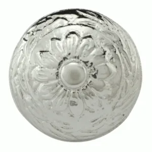 1 1/4 Inch Ornate Round Solid Brass Knob (Polished Chrome Finish)
