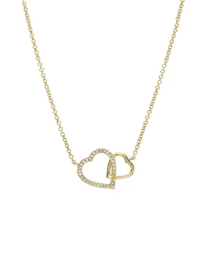 14k Gold Diamond Open Hearts Necklace