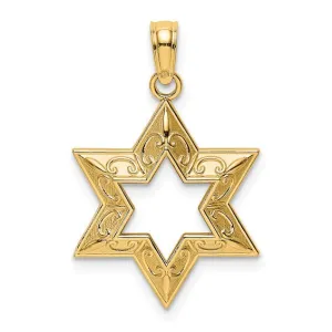 14KY Gold Textured Star of David Pendant