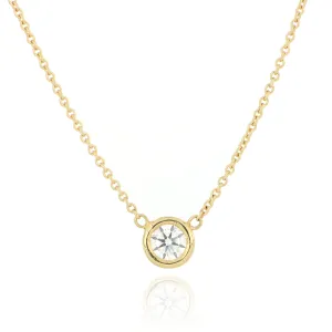 18k Yellow Gold Bezel Set Solitaire Diamond Necklace