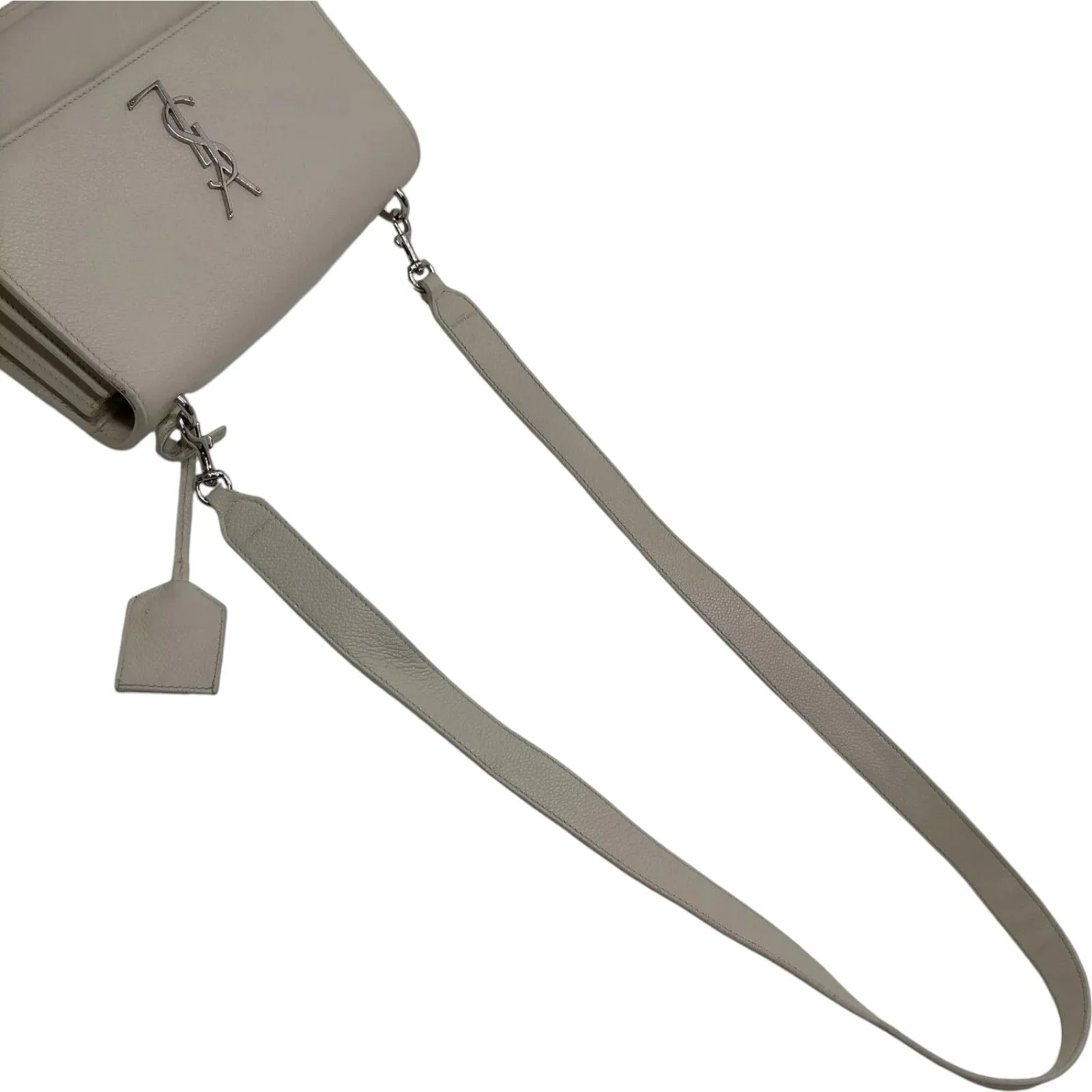 284729AU (X6) YVES Saint Laurent Crossbody Bag White Leather