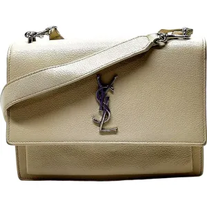 284729AU (X6) YVES Saint Laurent Crossbody Bag White Leather