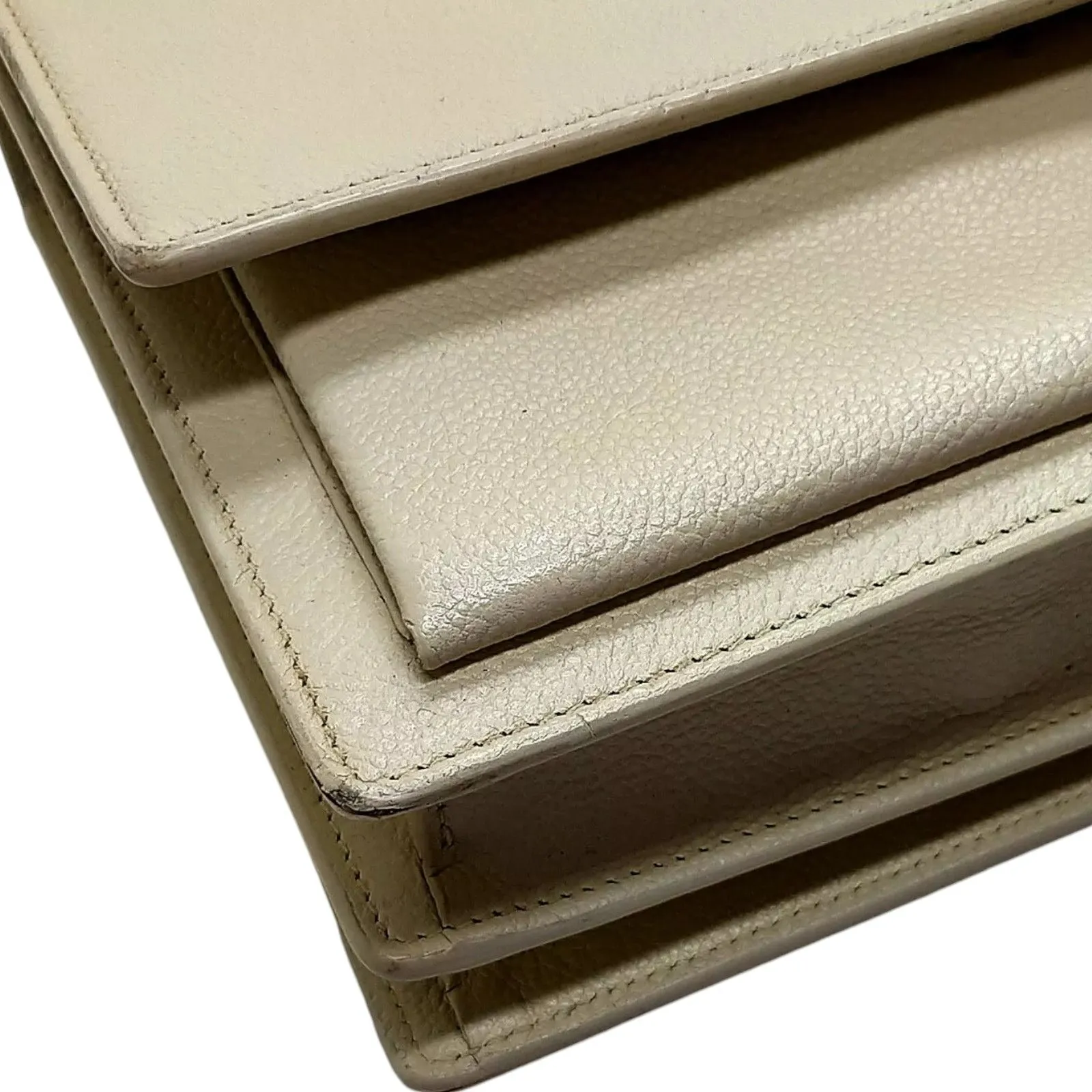 284729AU (X6) YVES Saint Laurent Crossbody Bag White Leather