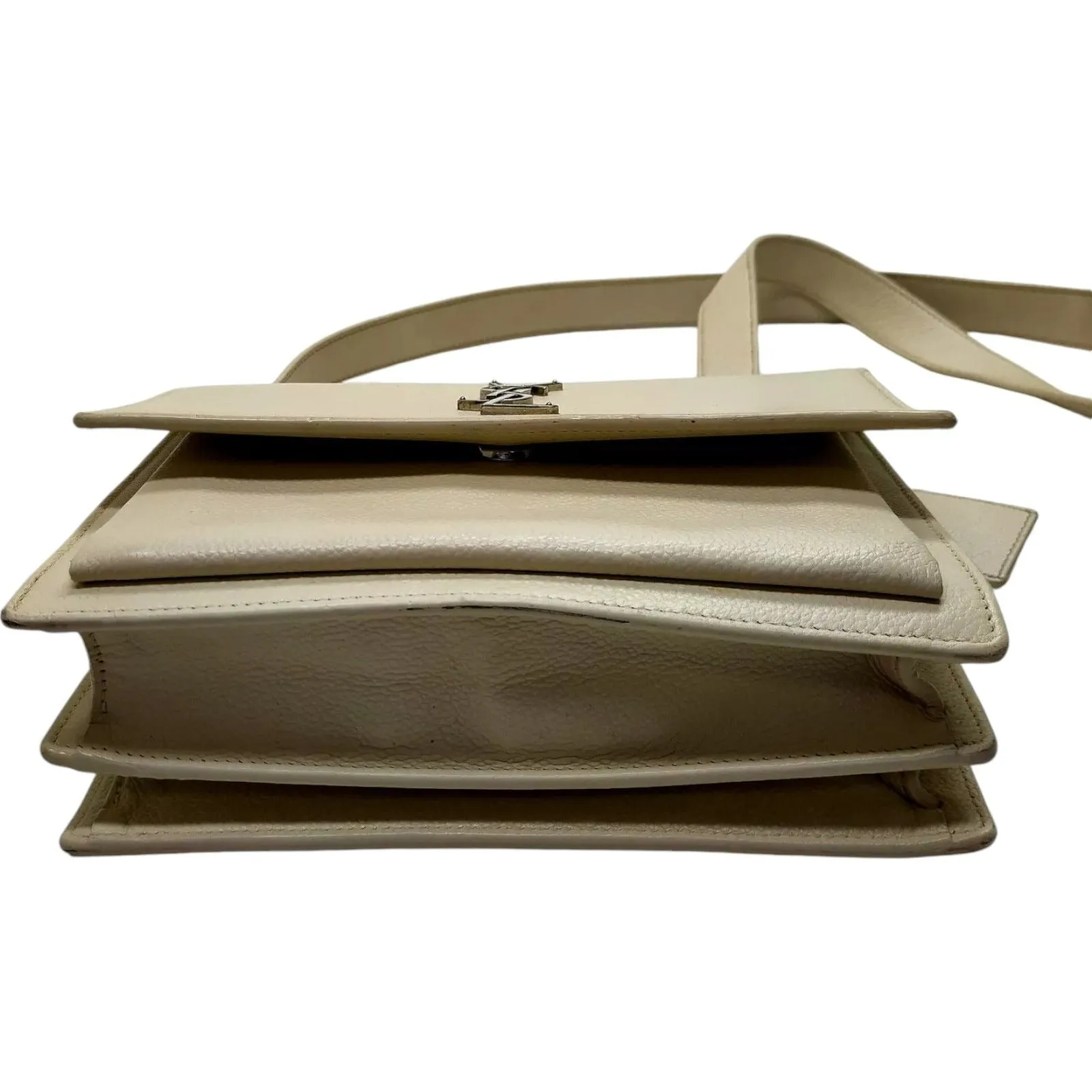 284729AU (X6) YVES Saint Laurent Crossbody Bag White Leather