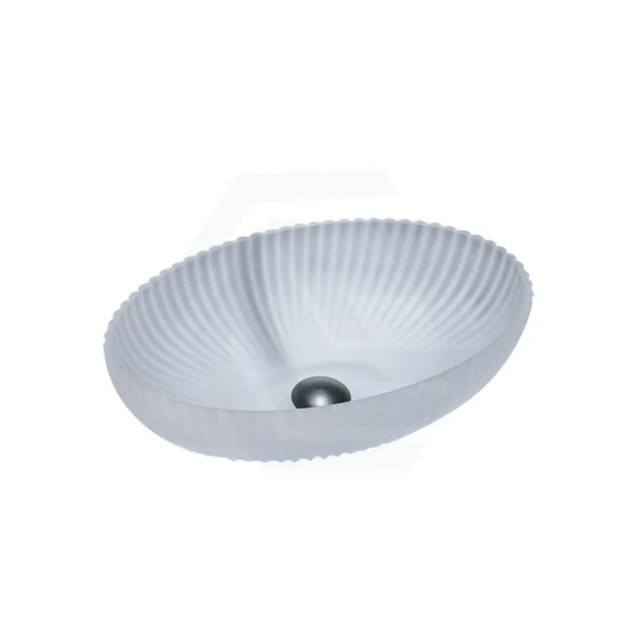 510x350x150mm Oval Above Counter Art Wash Basin Tempered Glass White