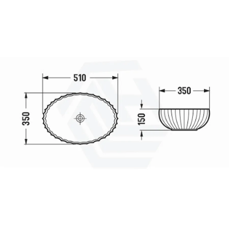 510x350x150mm Oval Above Counter Art Wash Basin Tempered Glass