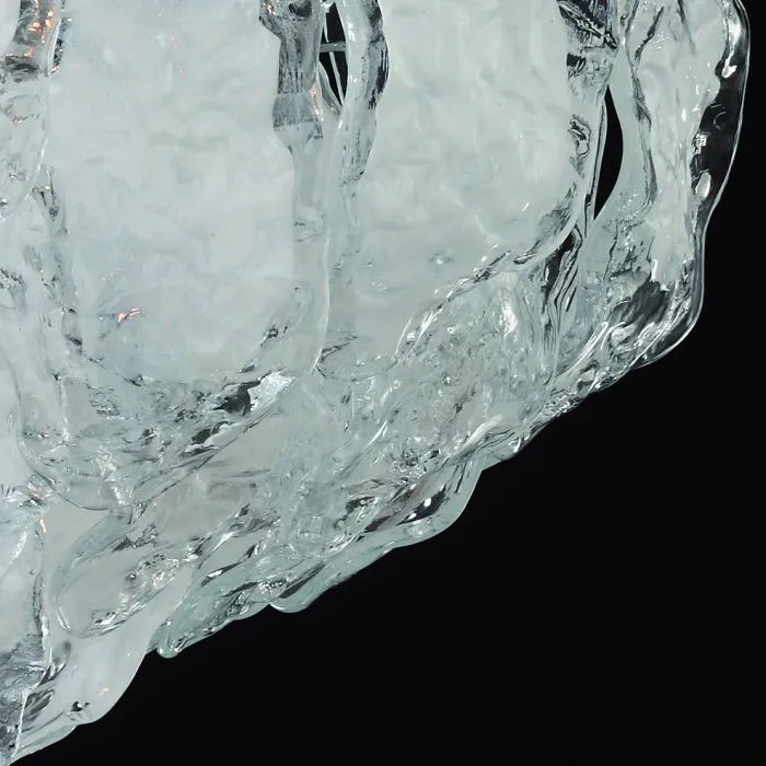 60 Cm Clear & White Murano Glass Ice Chandelier