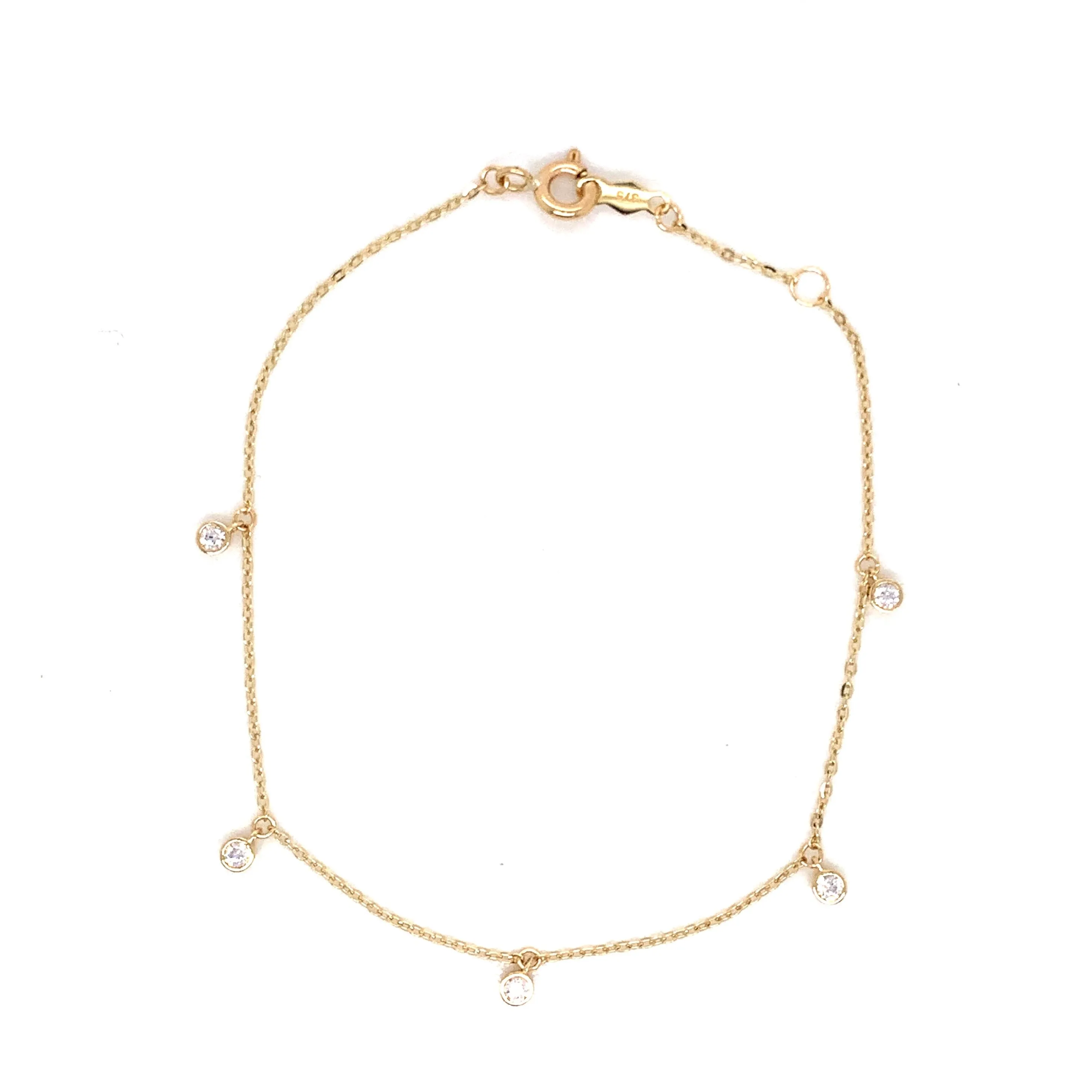 9ct Gold Hanging CZ Bracelet