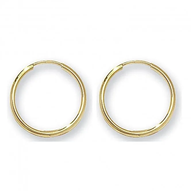 9CT Yellow Gold 14mm Sleeper Earrings ES111