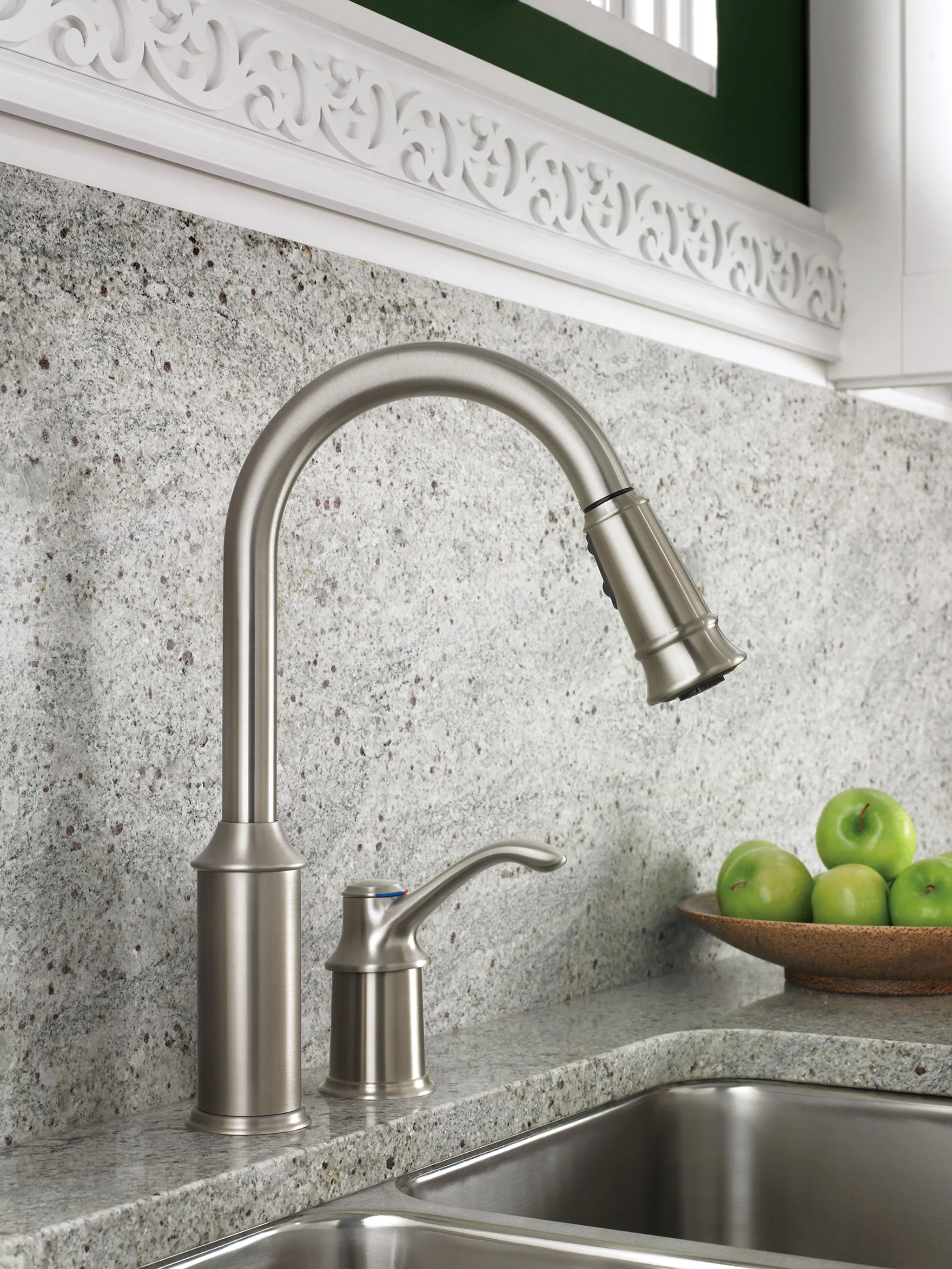 Aberdeen Chrome One-Handle High Arc Pulldown Kitchen Faucet