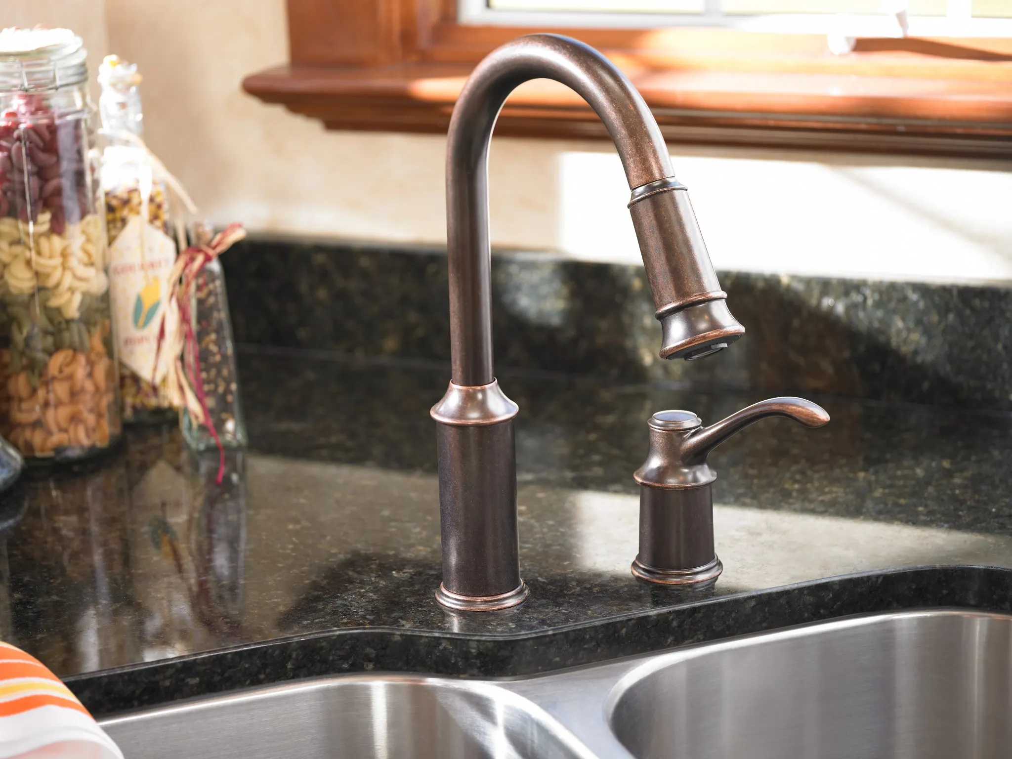 Aberdeen Chrome One-Handle High Arc Pulldown Kitchen Faucet