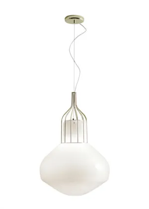 Aerostat F27 White Glass Pendant From Fabbian