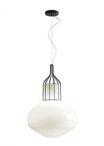 Aerostat F27 White Glass Pendant From Fabbian