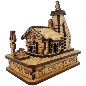 ALI SHIPPING Elegant Kedarnath Temple 3D Miniature - Shree Kedarnath Dham Wooden Showpiece for Car Dashboard, Home, Office - Decorative Lord ShivJi Model (Multicolor) Pack of 1 Piece.