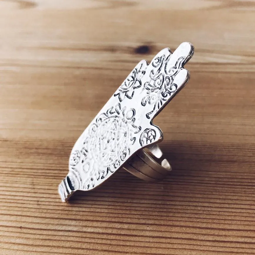 Anatolian Boho Ring - "Ornate Hamsa"