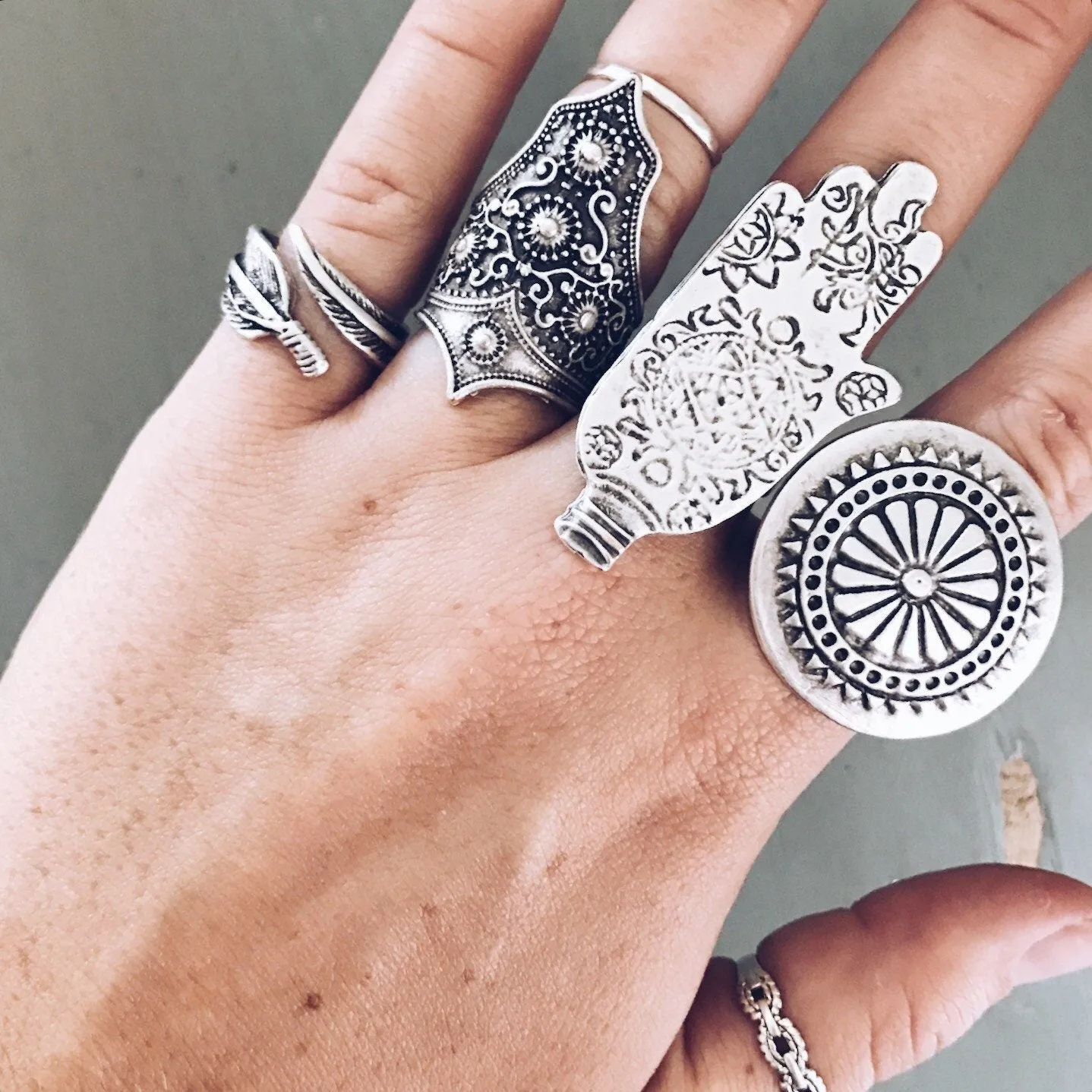 Anatolian Boho Ring - "Ornate Hamsa"