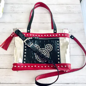 Archive Mini in Black Croc, Mirror Ball, Chili Pepper, Studs
