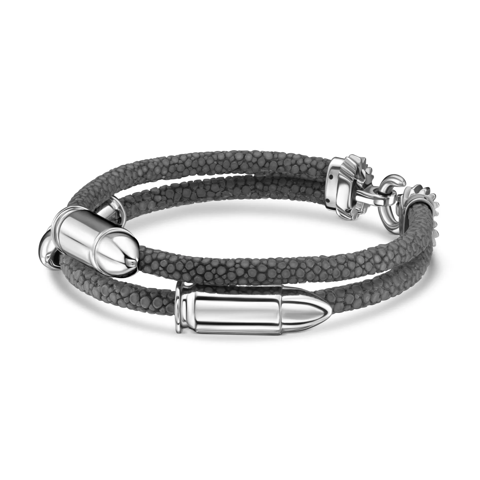 B515 StingHD Silver Bullet & Stingray Leather Bracelet
