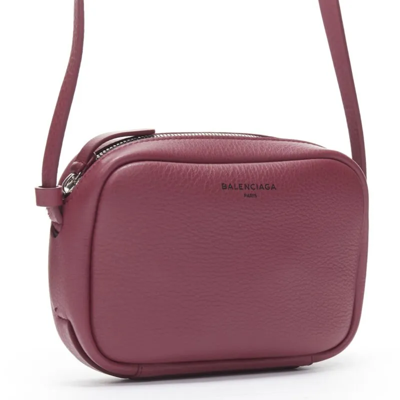 BALENCIAGA Demna Everyday Camera XS burgundy red logo camera crossbody bag