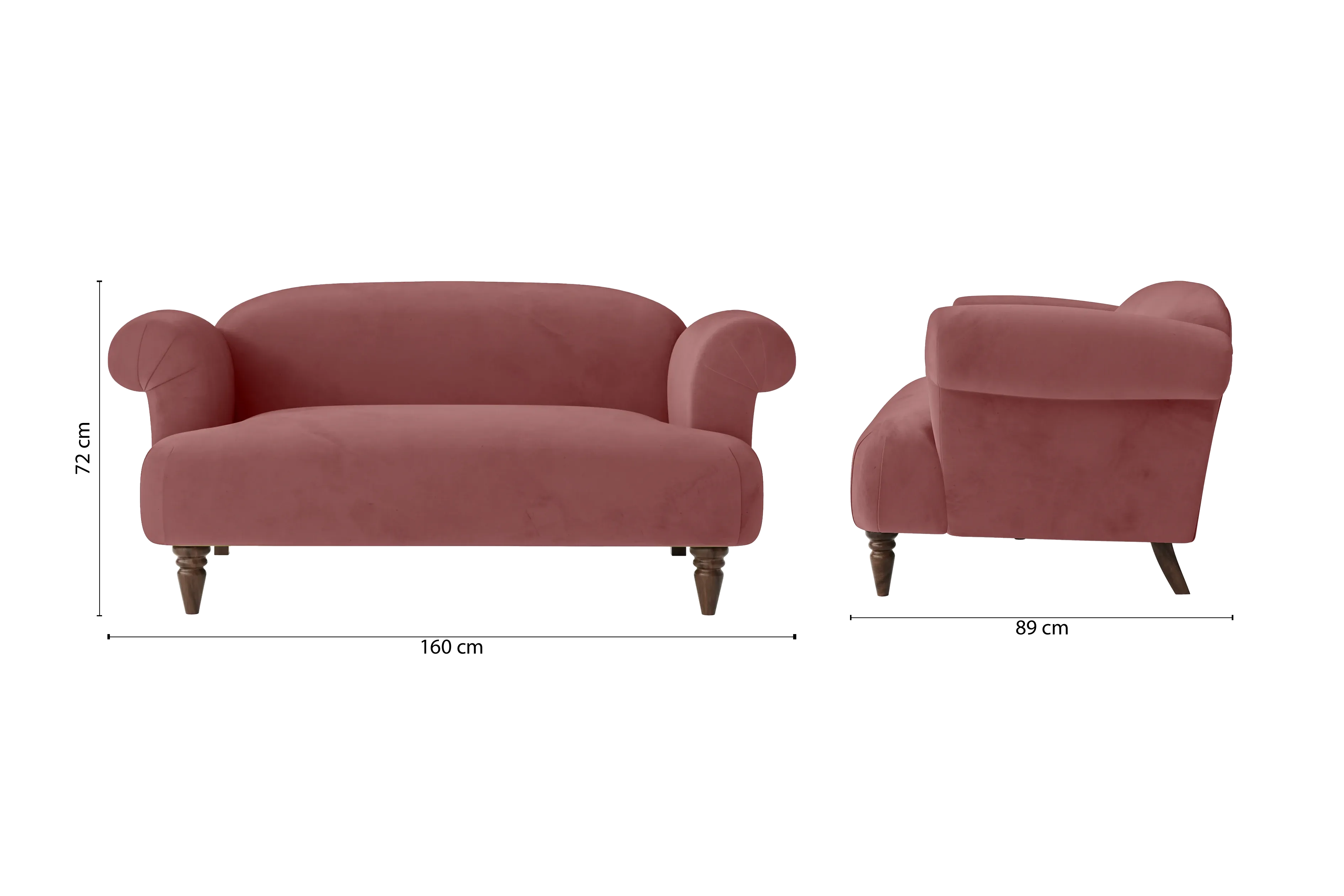 Barberton 2 Seater Sofa Pink Velvet