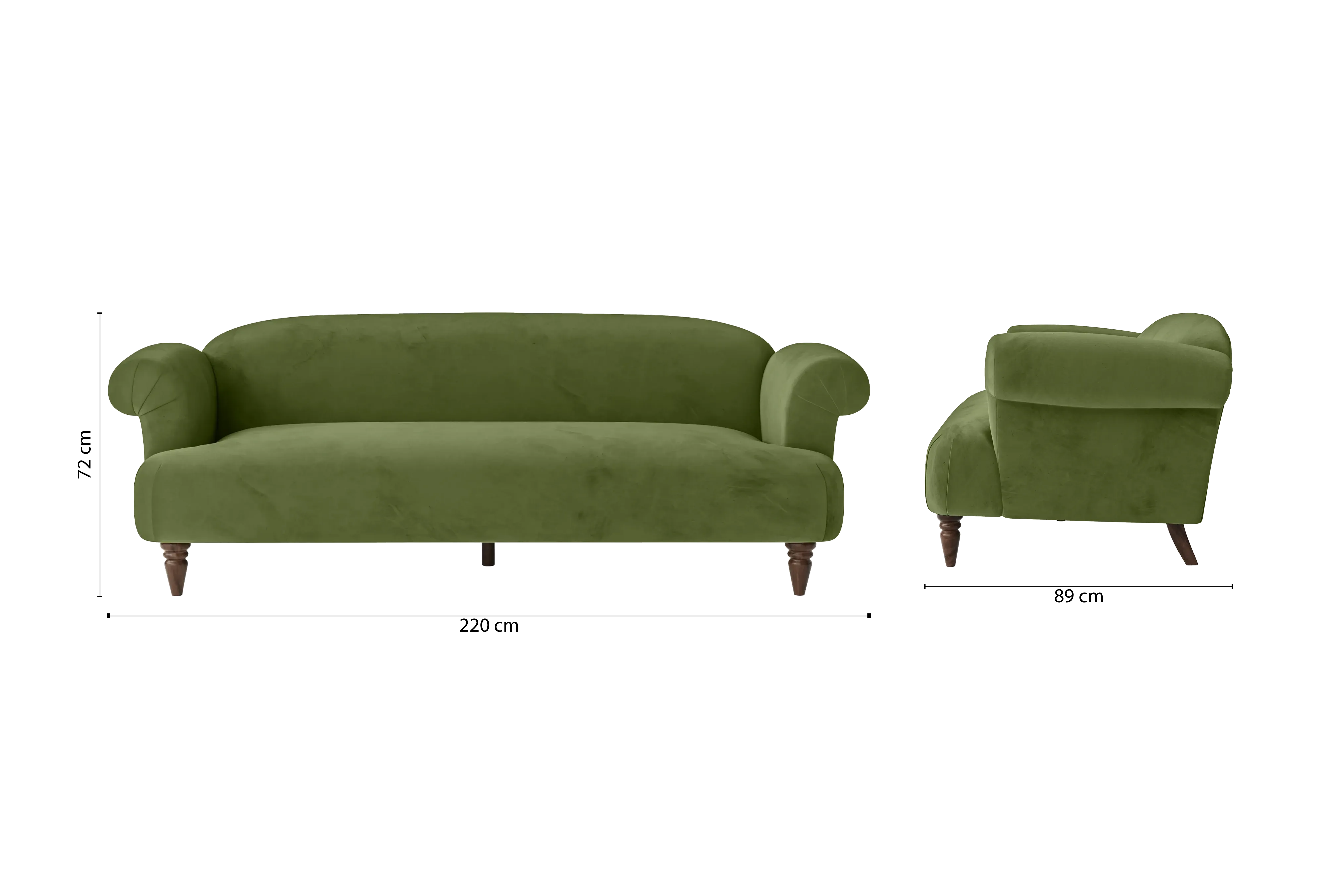 Barberton 4 Seater Sofa Lime Velvet