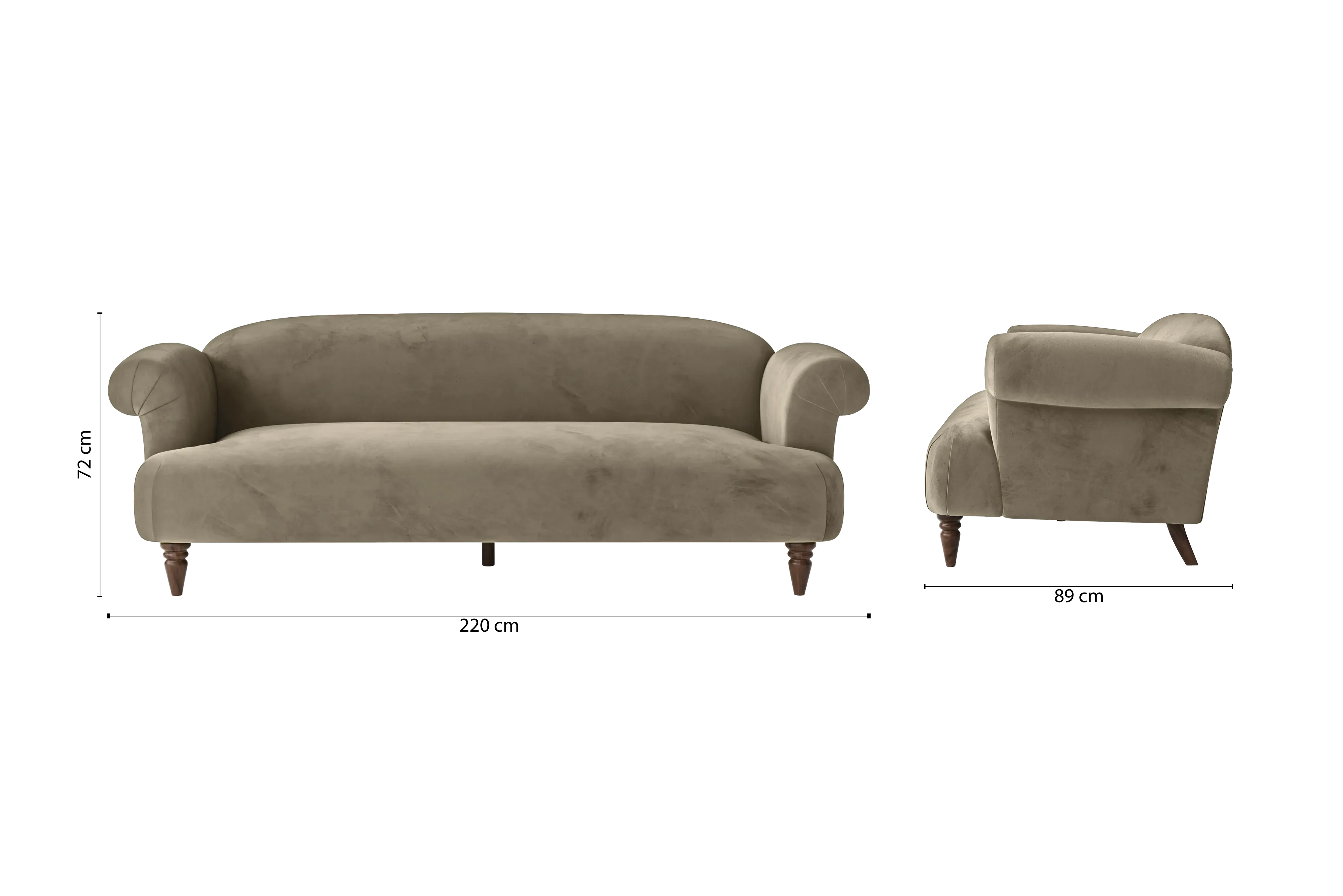 Barberton 4 Seater Sofa Sand Velvet