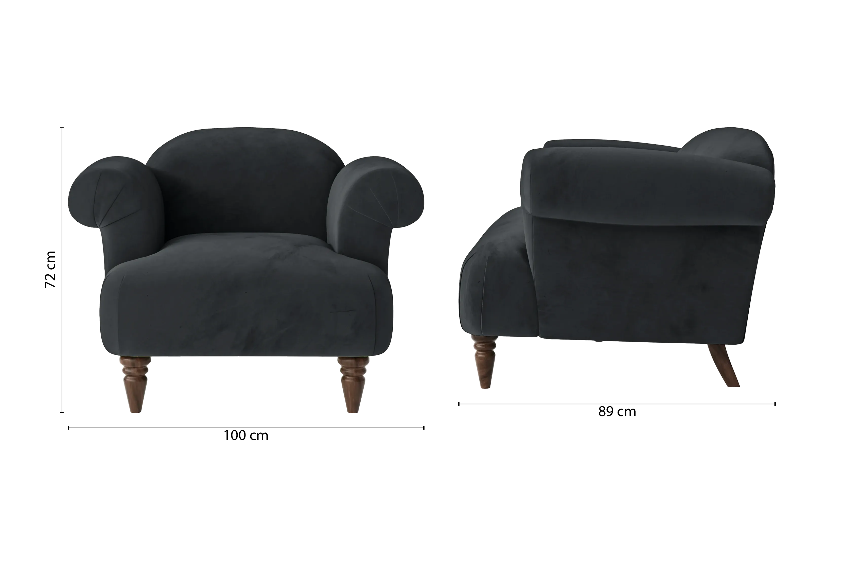 Barberton Armchair Dark Grey Velvet