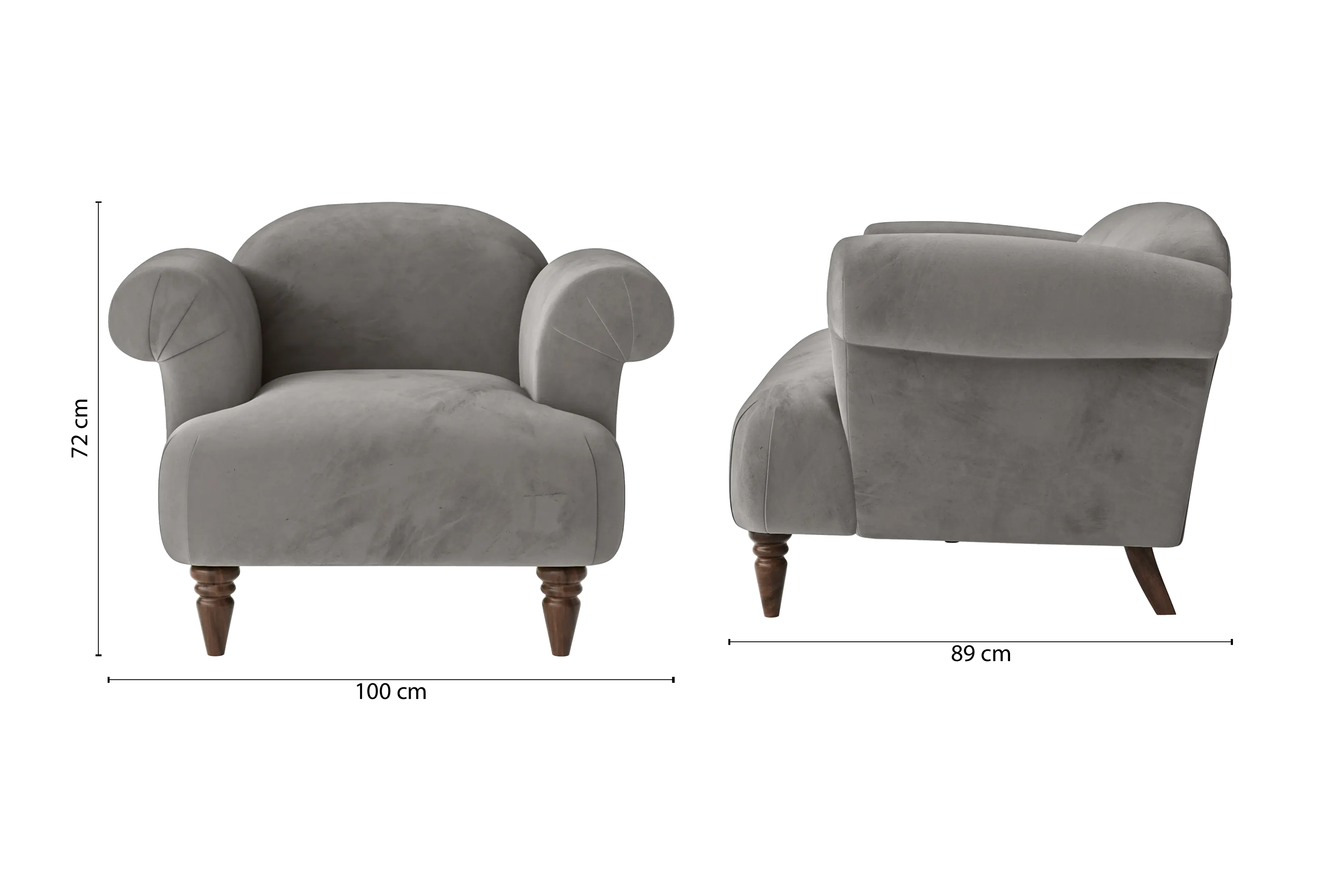 Barberton Armchair Grey Velvet