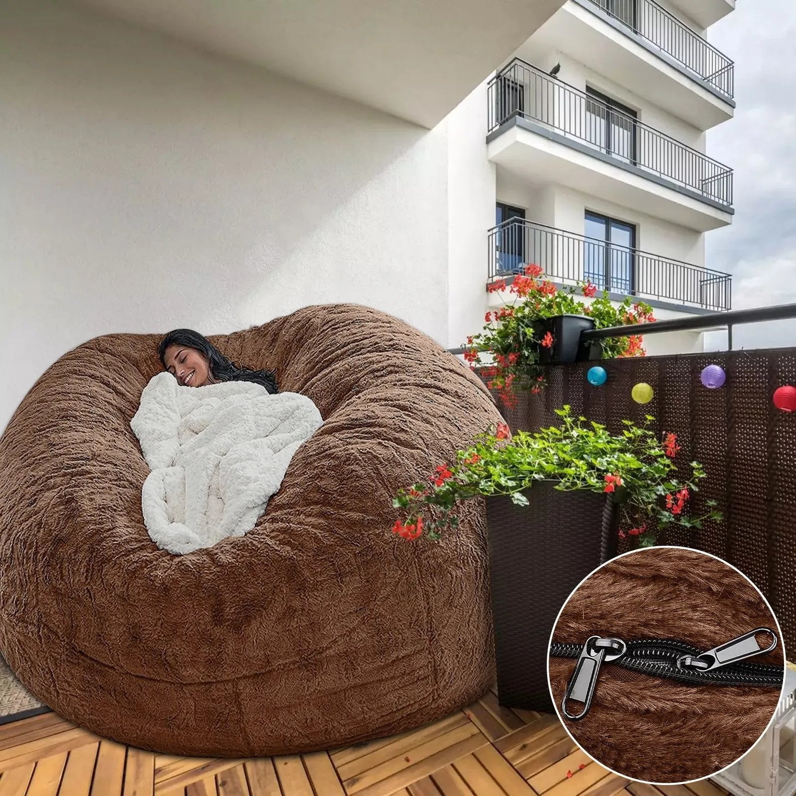 Bean Bag Chair Cover Gray Storage Beanbag Case
