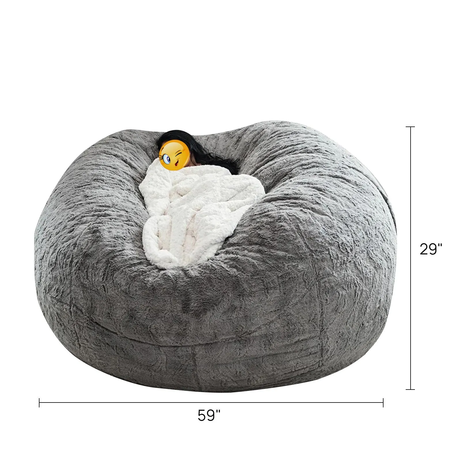 Bean Bag Chair Cover Gray Storage Beanbag Case