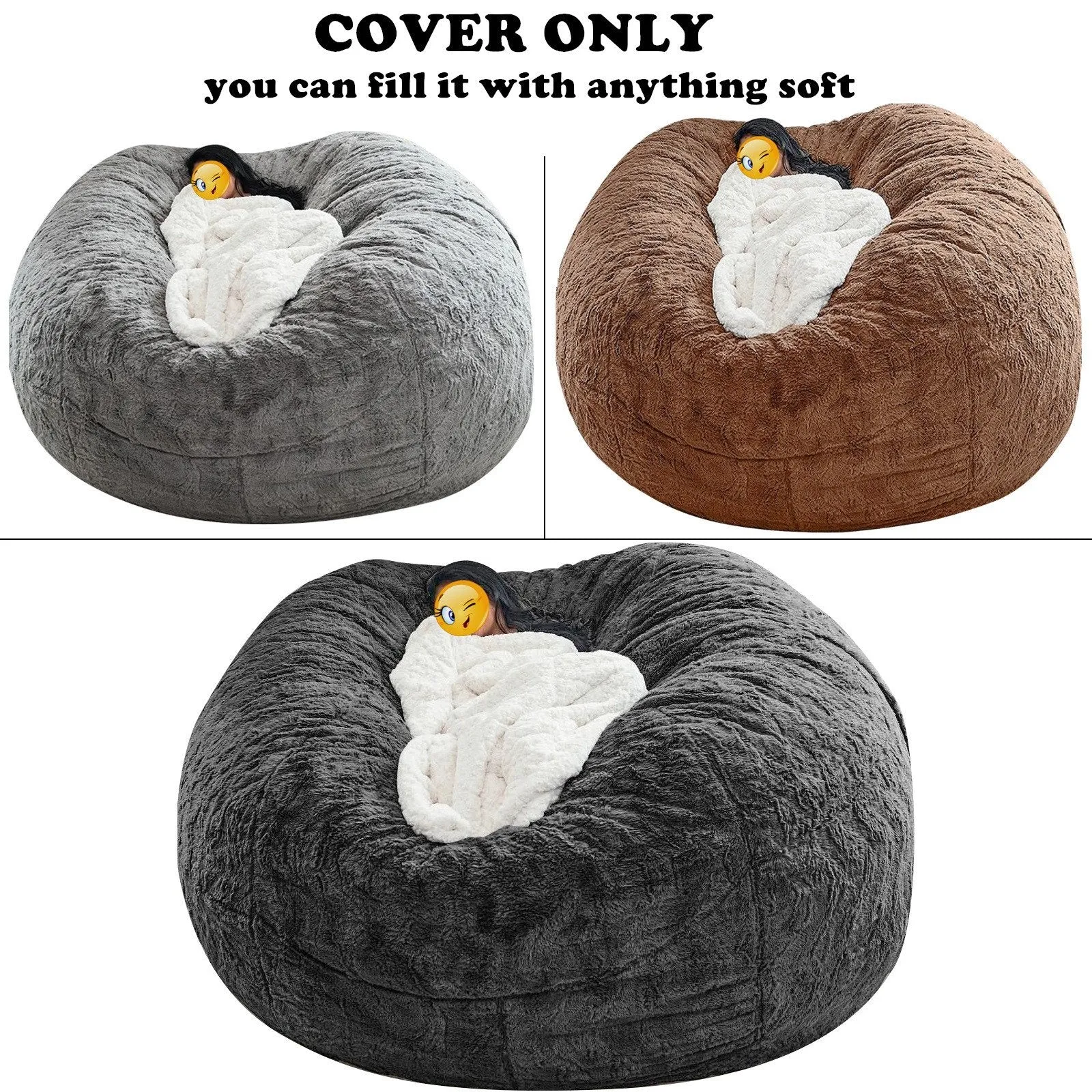 Bean Bag Chair Cover Gray Storage Beanbag Case