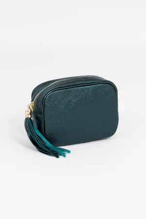 Beau - Italian Leather Crossbody Bag - Teal, Metallic