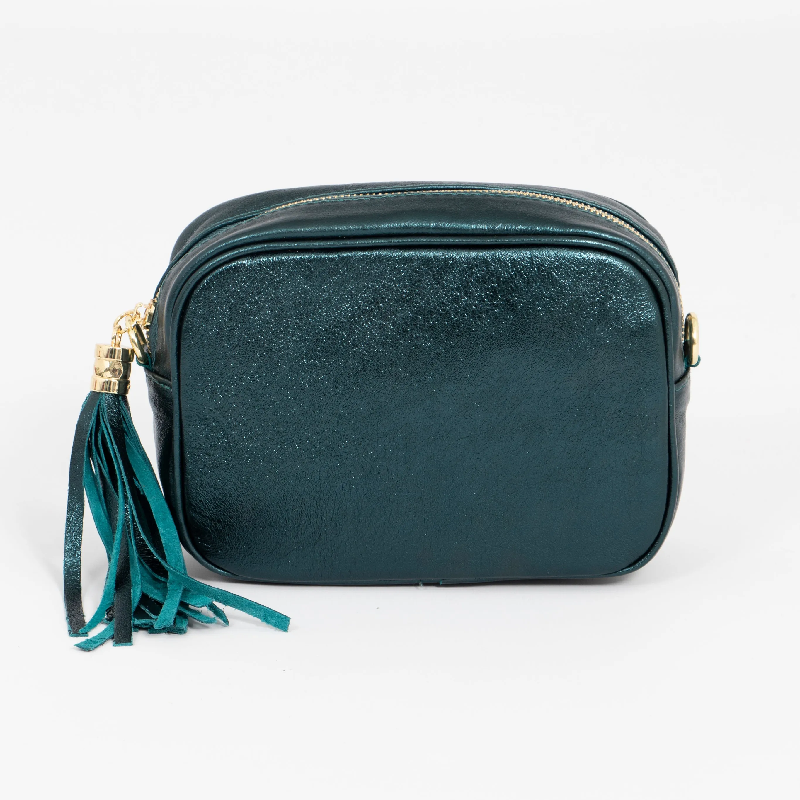Beau - Italian Leather Crossbody Bag - Teal, Metallic