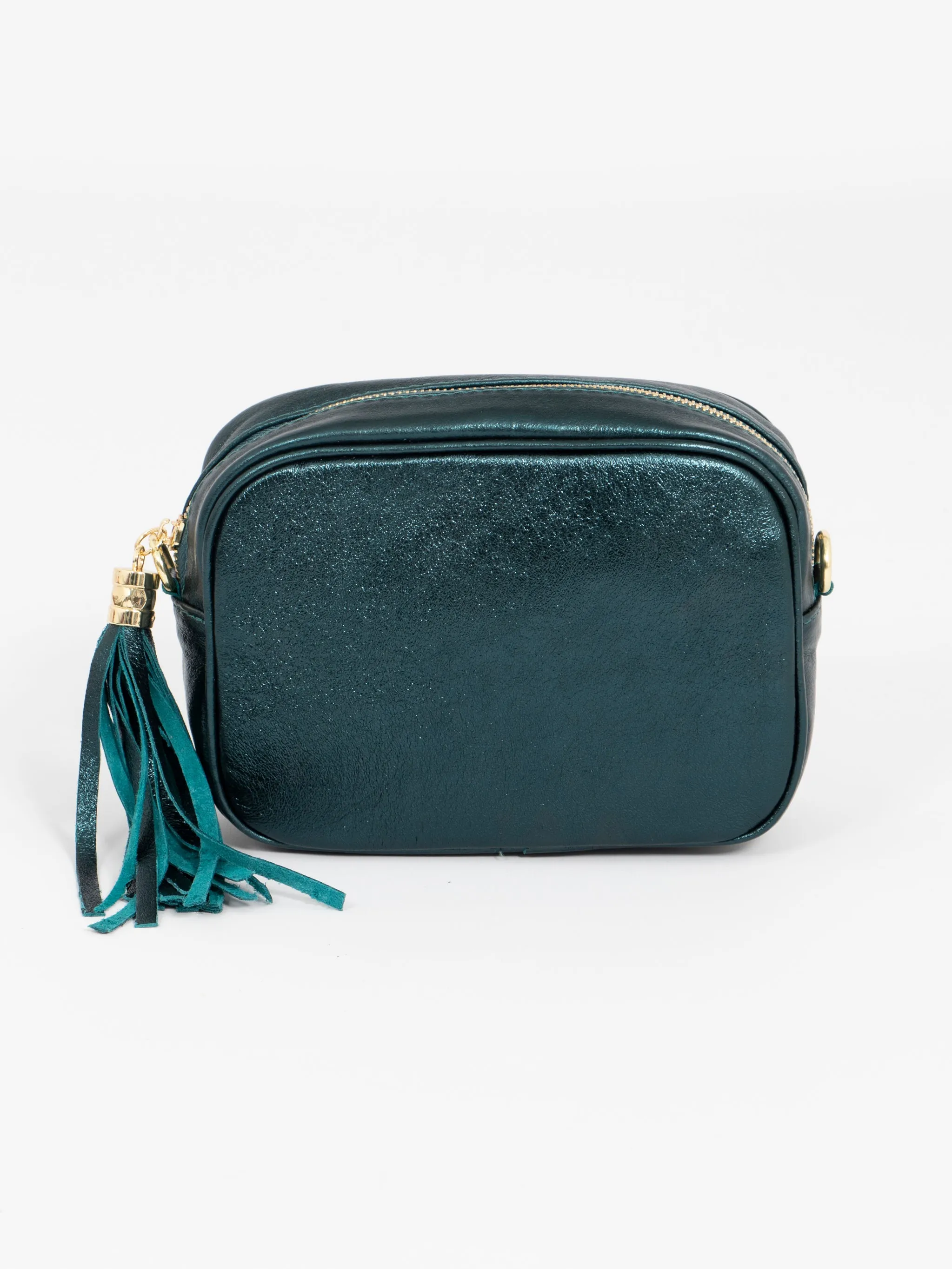 Beau - Italian Leather Crossbody Bag - Teal, Metallic