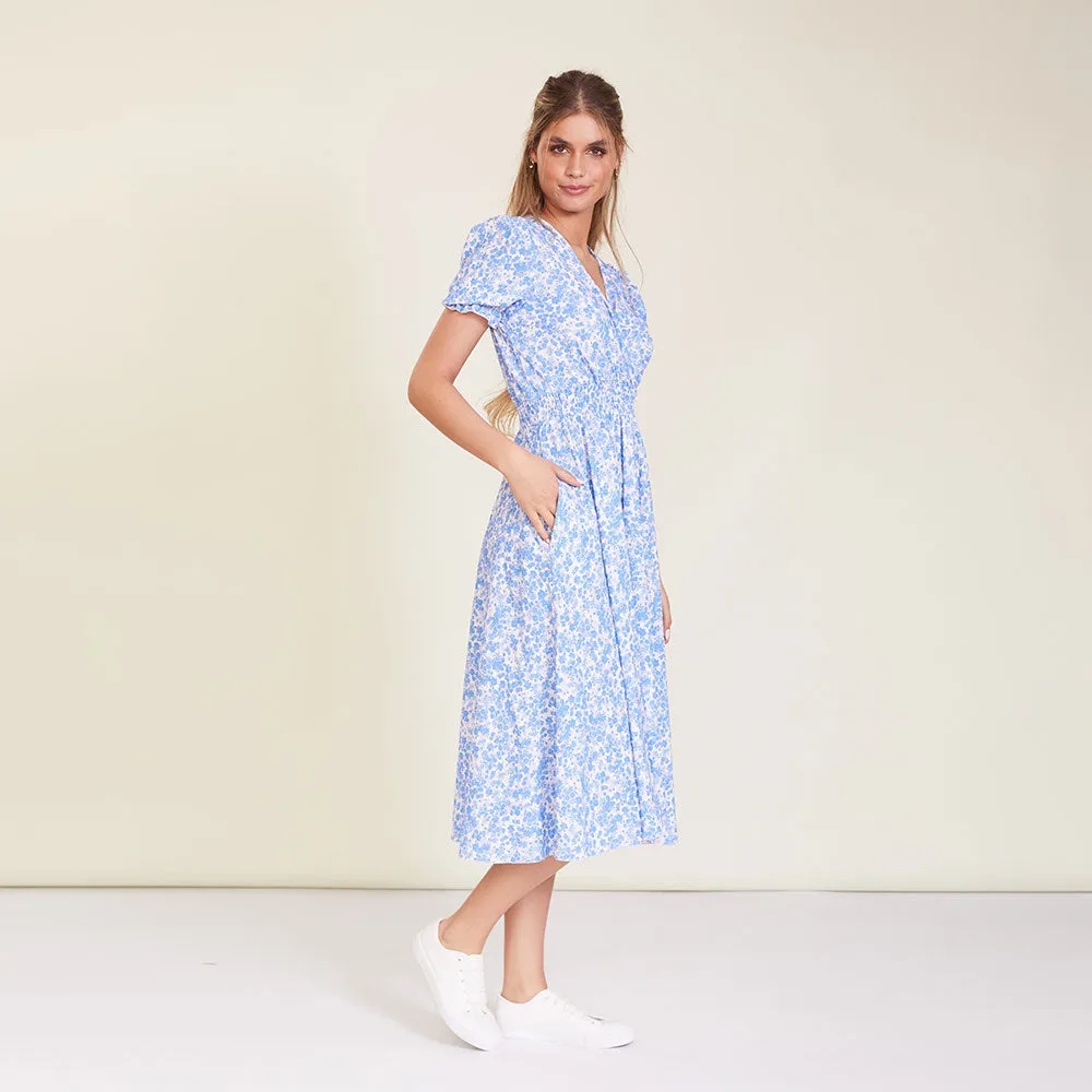 Belle Dress (Blue Floral)