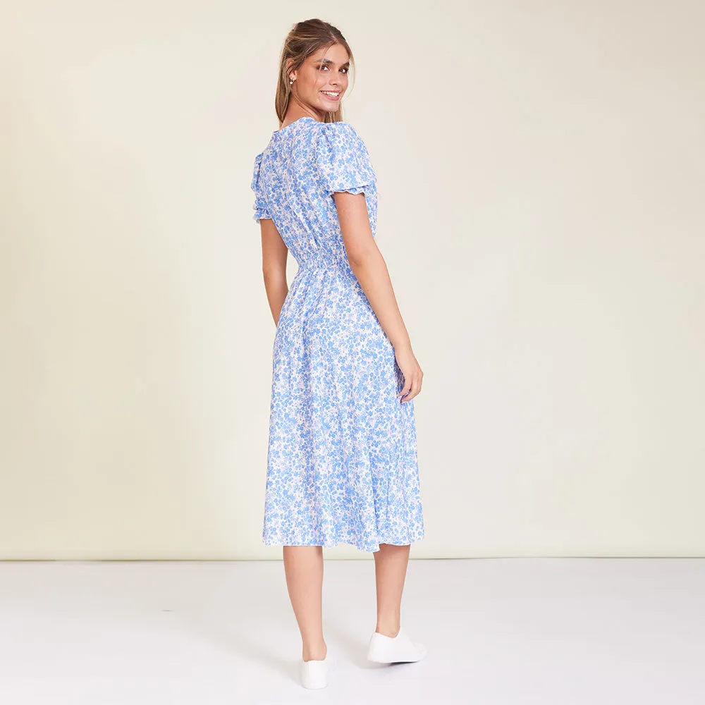 Belle Dress (Blue Floral)