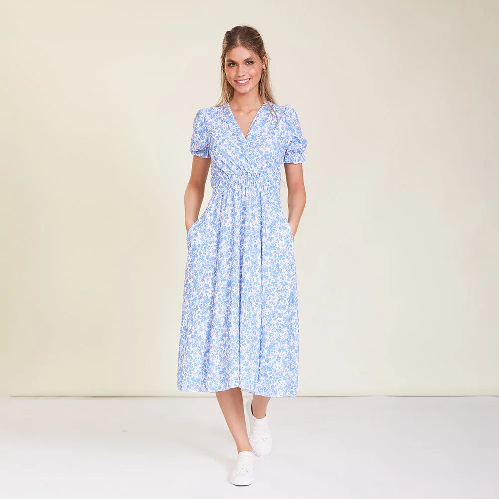 Belle Dress (Blue Floral)