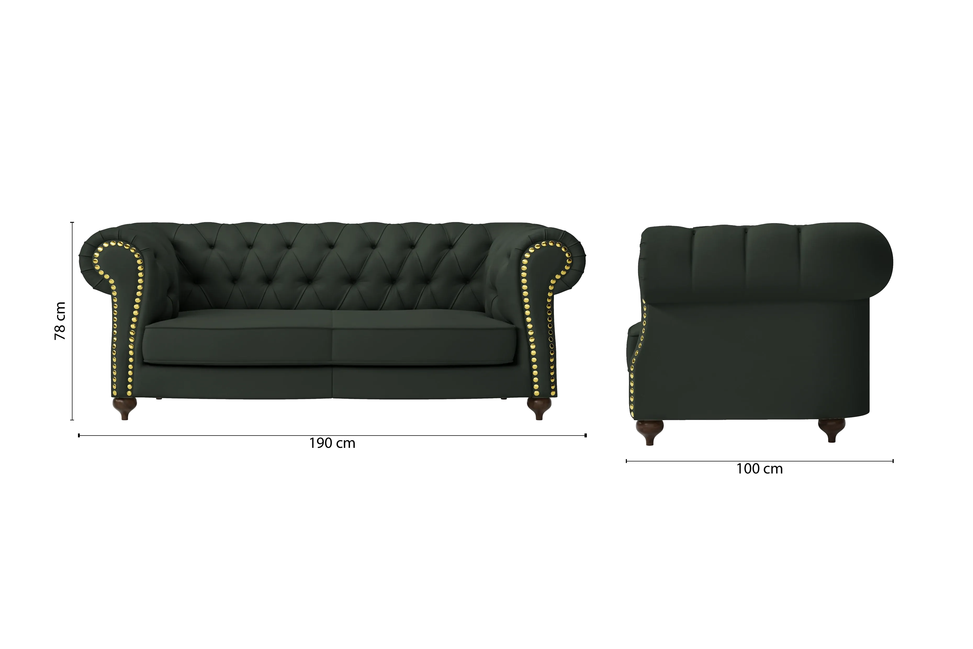Bitonto 2 Seater Sofa Green Leather