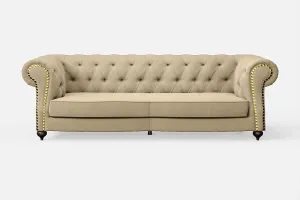 Bitonto 3 Seater Sofa Beige Linen Fabric