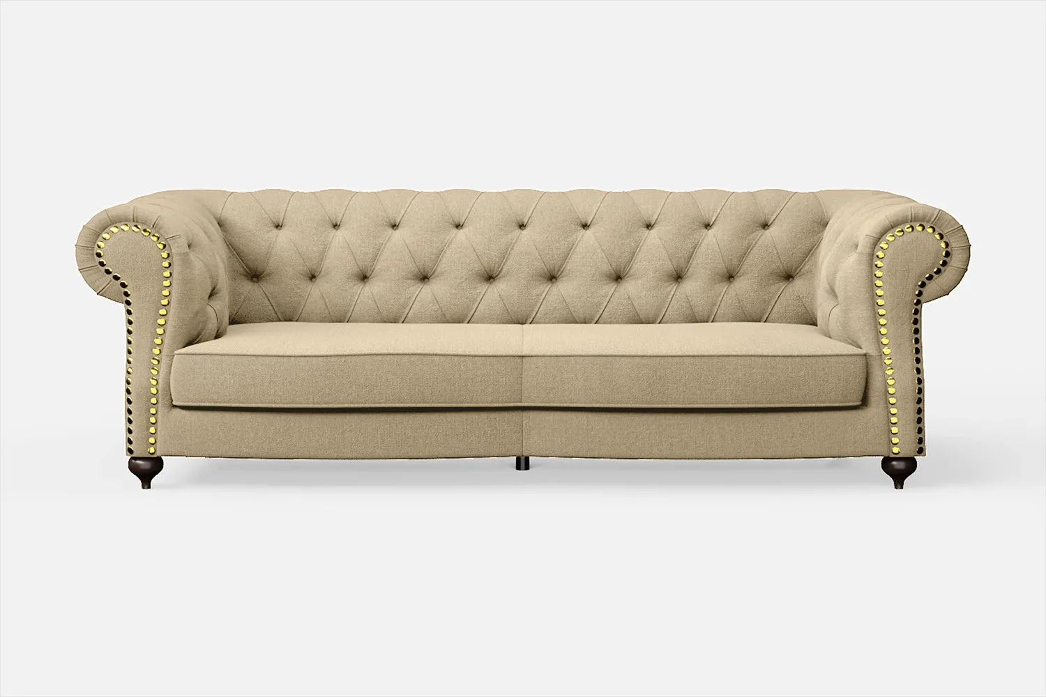 Bitonto 3 Seater Sofa Beige Linen Fabric
