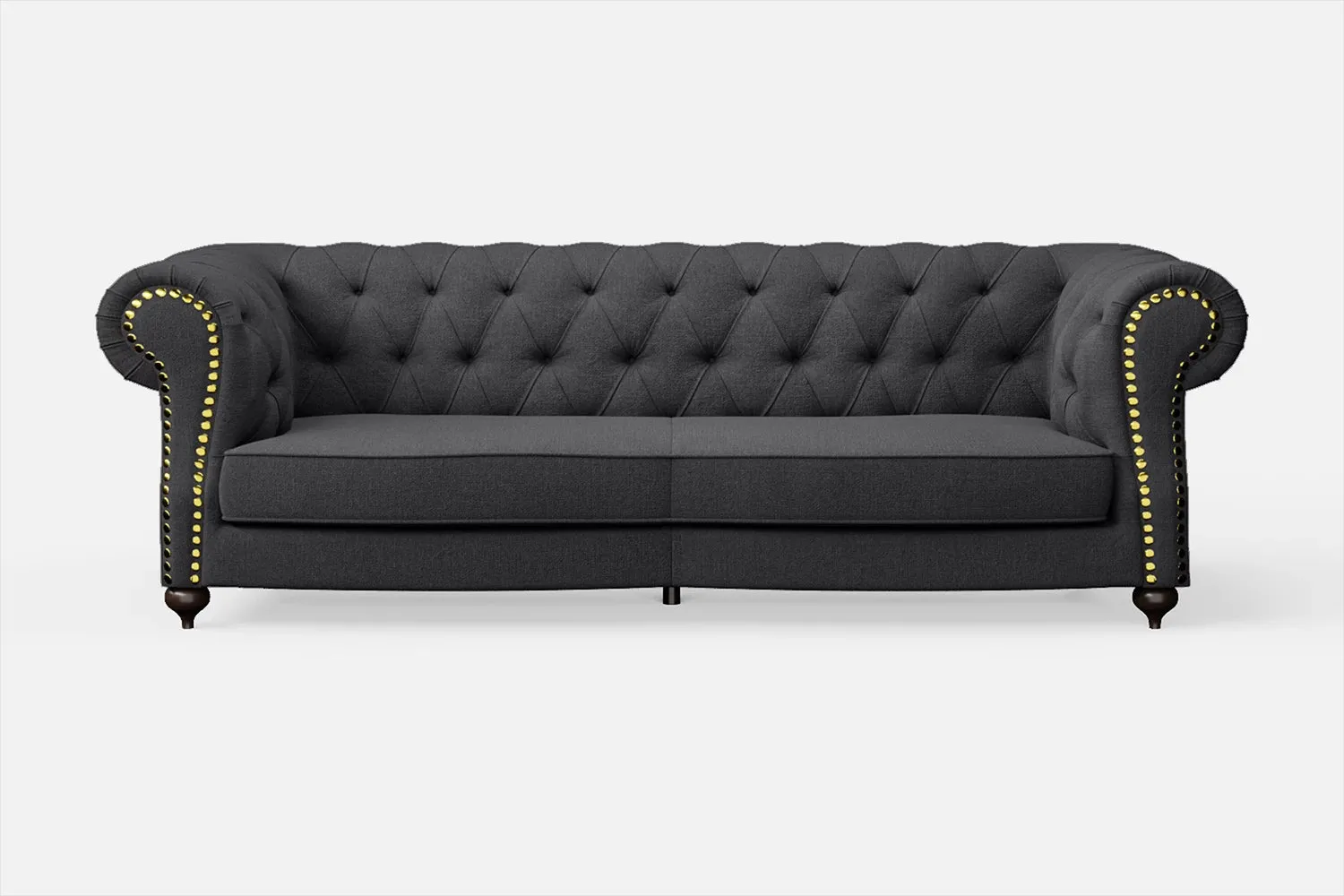 Bitonto 3 Seater Sofa Dark Grey Linen Fabric