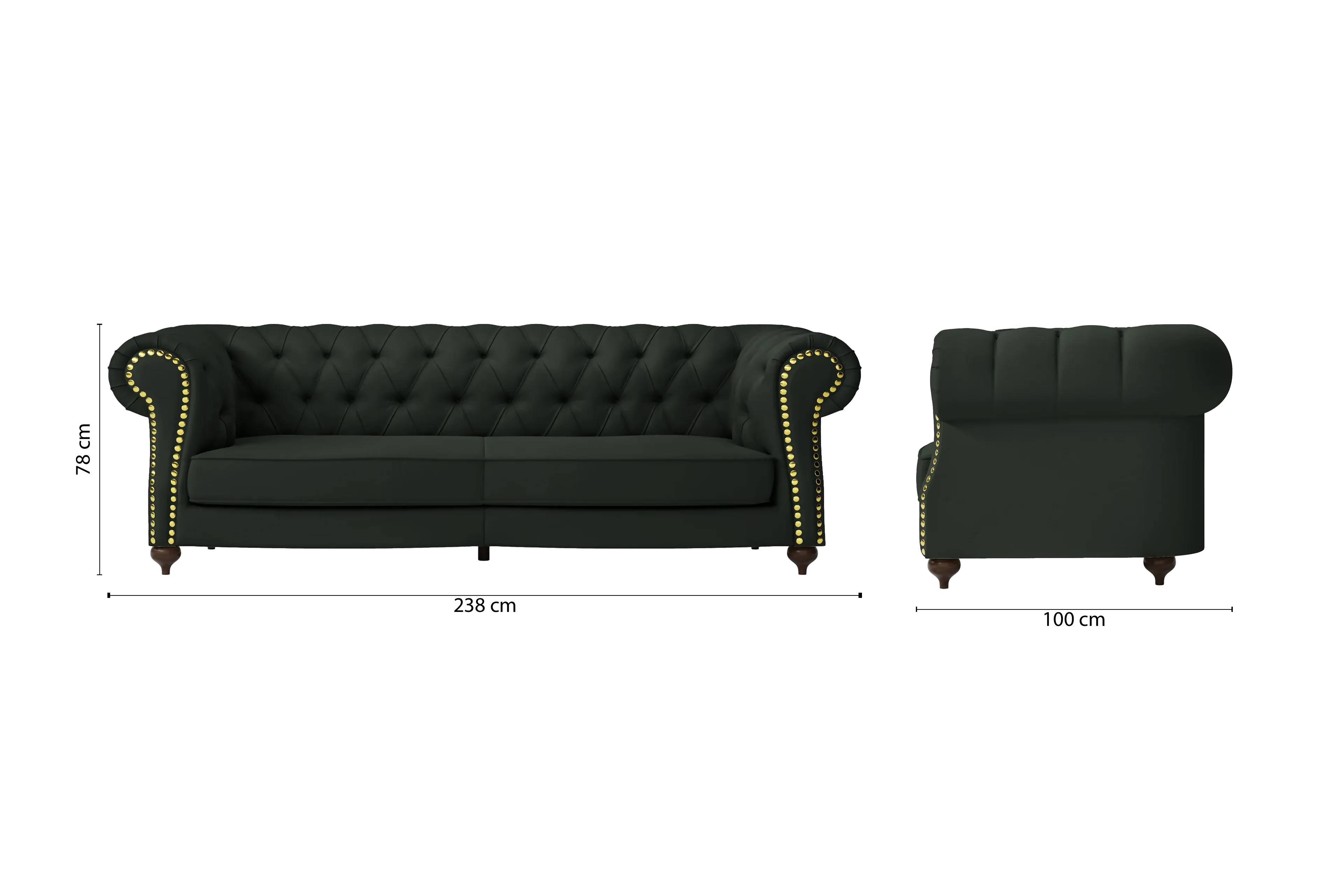 Bitonto 3 Seater Sofa Green Leather