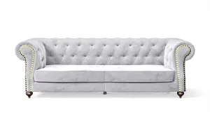 Bitonto 3 Seater Sofa Silver Velvet