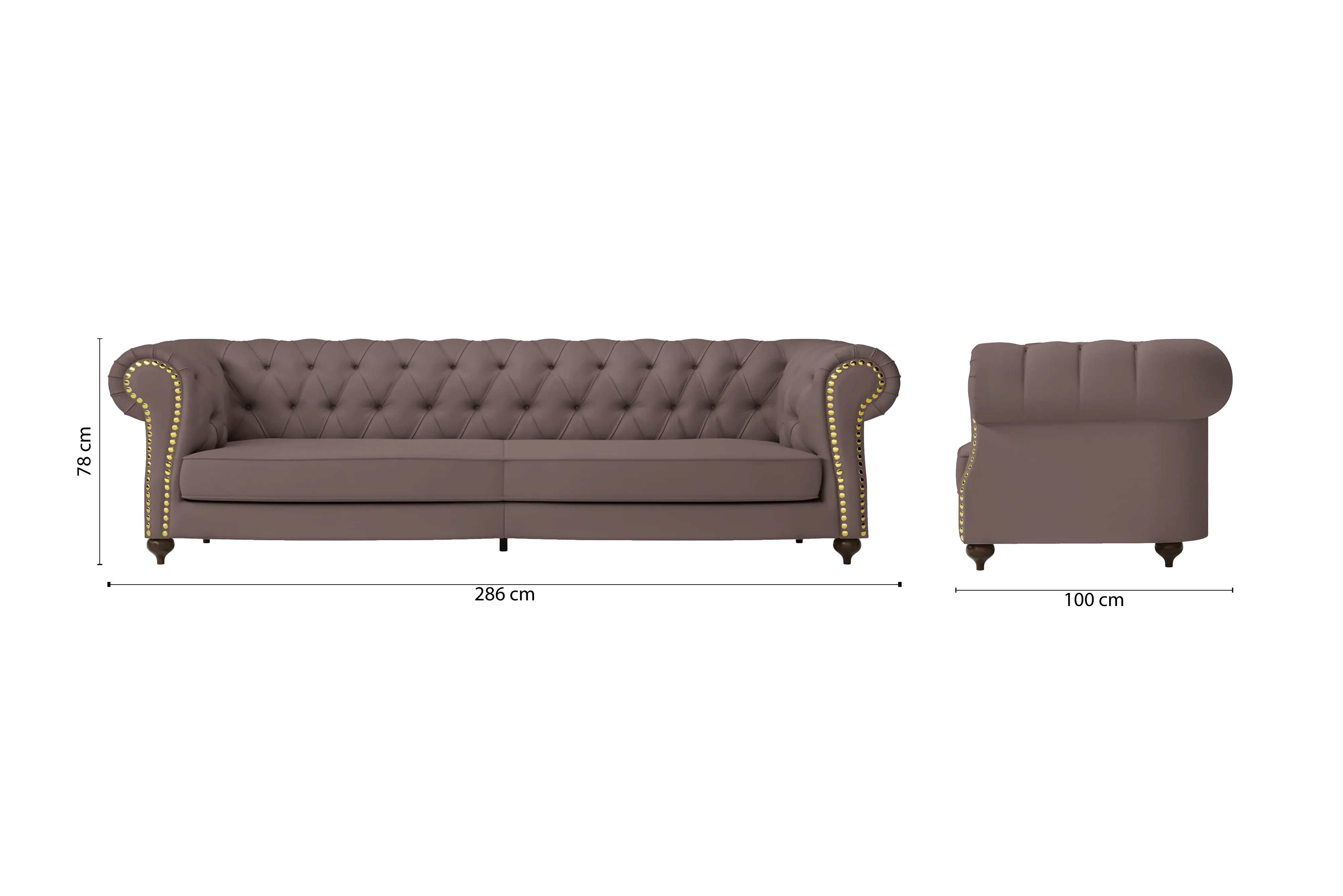 Bitonto 4 Seater Sofa Rose Taupe Leather