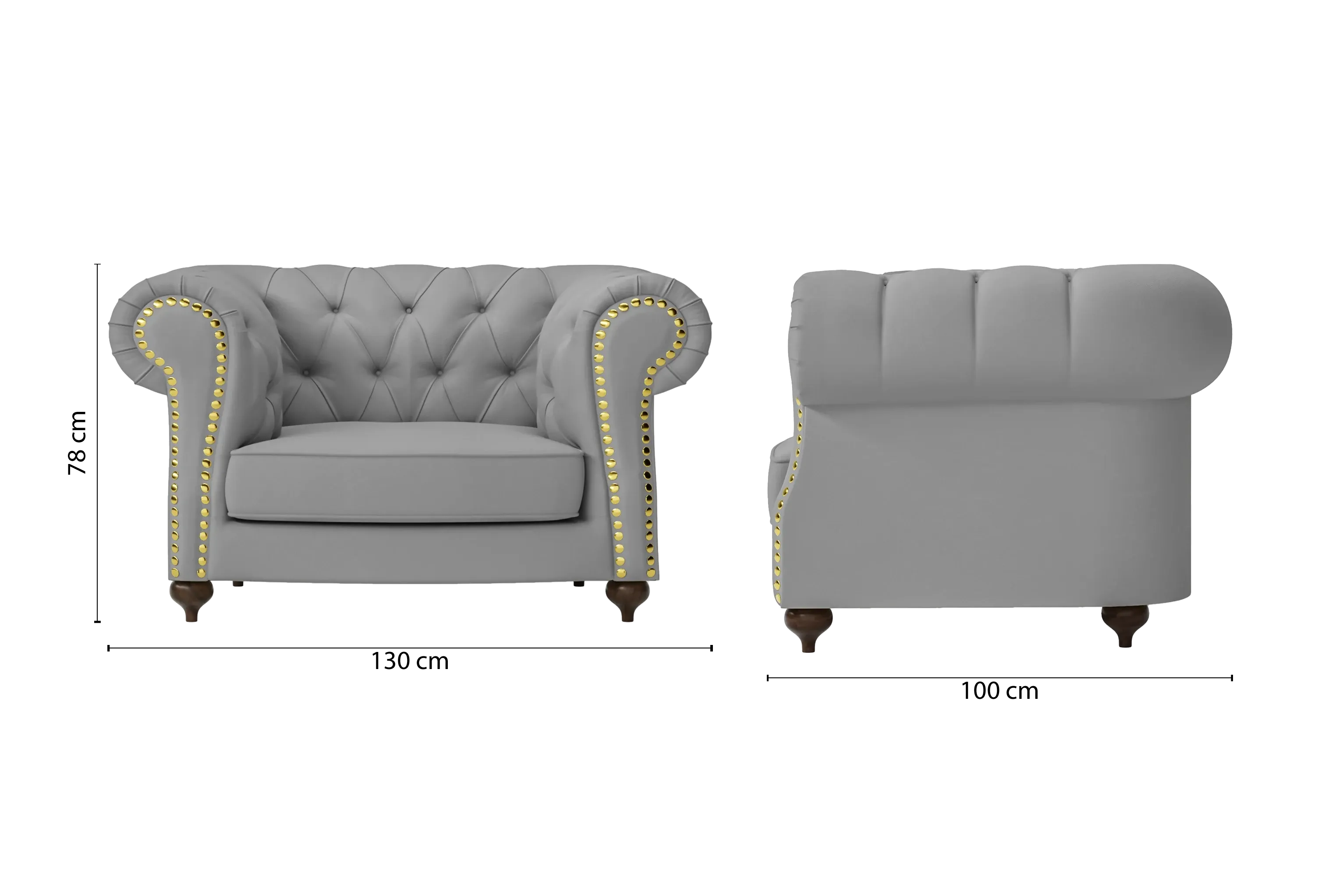 Bitonto Armchair Grey Leather