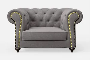 Bitonto Armchair Grey Linen Fabric